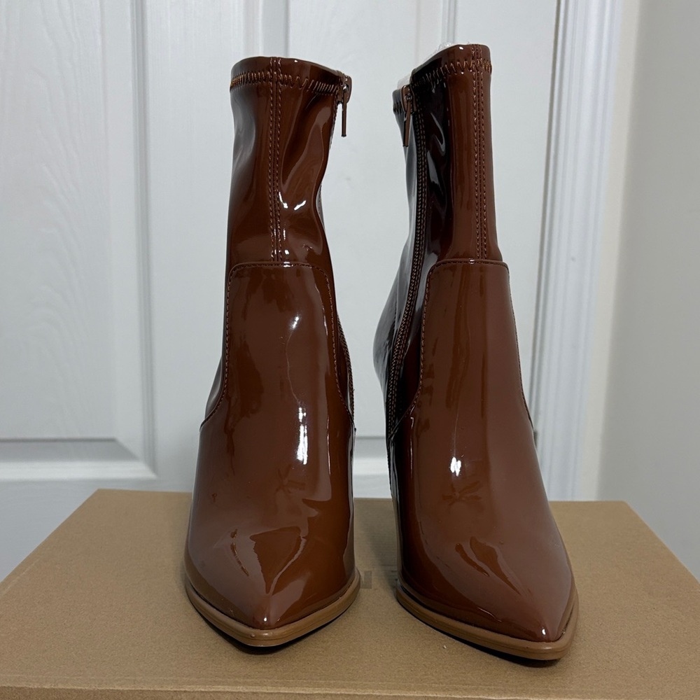 Steve Madden Patent Brown Heeled Boots